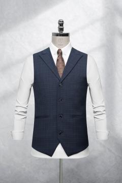 Bộ Suit Xanh Denim Đậm Kẻ Caro Mờ Modern Fit TG395